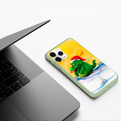 Чехол iPhone 11 Pro матовый Дракон символ года 2024, цвет: 3D-салатовый — фото 2