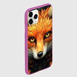 Чехол iPhone 11 Pro матовый Лис в стиле фолк-арт, цвет: 3D-фиолетовый — фото 2