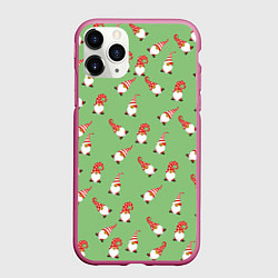 Чехол iPhone 11 Pro матовый Гномы бородачи, цвет: 3D-малиновый