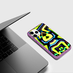 Чехол iPhone 11 Pro матовый Mirror abstract composition - неон, цвет: 3D-фиолетовый — фото 2