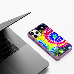 Чехол iPhone 11 Pro матовый Colorful floral composition - tie-dye, цвет: 3D-фиолетовый — фото 2