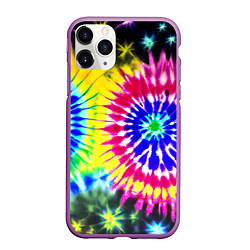 Чехол iPhone 11 Pro матовый Colorful floral composition - tie-dye, цвет: 3D-фиолетовый