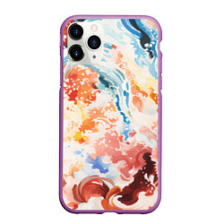Чехол iPhone 11 Pro матовый Абстрактные контрастные волны, цвет: 3D-фиолетовый