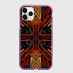 Чехол iPhone 11 Pro матовый Орнамент в скандинавском стиле, цвет: 3D-фиолетовый