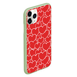 Чехол iPhone 11 Pro матовый Сердечки любви, цвет: 3D-салатовый — фото 2