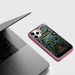 Чехол iPhone 11 Pro матовый Рисунок в египетском стиле, цвет: 3D-малиновый — фото 2