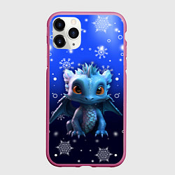 Чехол iPhone 11 Pro матовый Малыш дракон, цвет: 3D-малиновый
