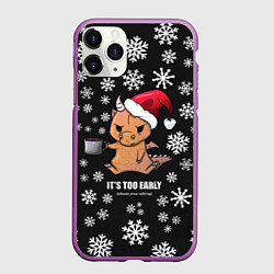 Чехол iPhone 11 Pro матовый Дракон с кофе, цвет: 3D-фиолетовый
