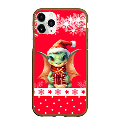 Чехол iPhone 11 Pro матовый Дракон с подарком - 2024, цвет: 3D-коричневый