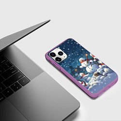 Чехол iPhone 11 Pro матовый Снежный бой, цвет: 3D-фиолетовый — фото 2