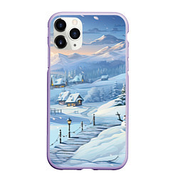 Чехол iPhone 11 Pro матовый Новогодний дворик со снеговиком