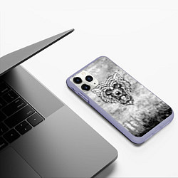 Чехол iPhone 11 Pro матовый Texture - Злой волк, цвет: 3D-светло-сиреневый — фото 2