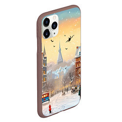 Чехол iPhone 11 Pro матовый Новогодний городок, цвет: 3D-коричневый — фото 2
