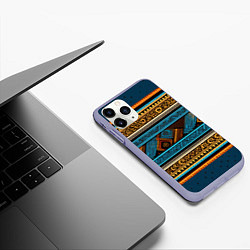 Чехол iPhone 11 Pro матовый Этнический рисунок в горизонтальную полоску, цвет: 3D-светло-сиреневый — фото 2