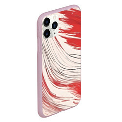 Чехол iPhone 11 Pro матовый Абстракция красно-белая, цвет: 3D-розовый — фото 2