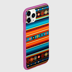 Чехол iPhone 11 Pro матовый Этнический узор в горизонтальную полоску, цвет: 3D-фиолетовый — фото 2