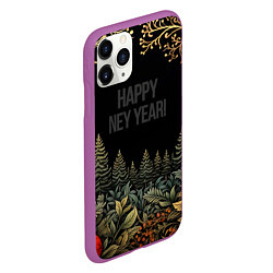 Чехол iPhone 11 Pro матовый Happy new year black style, цвет: 3D-фиолетовый — фото 2