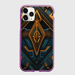 Чехол iPhone 11 Pro матовый Орнамент с ромбами в египетском стиле, цвет: 3D-фиолетовый