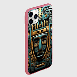 Чехол iPhone 11 Pro матовый Орнамент с маской в египетском стиле, цвет: 3D-малиновый — фото 2