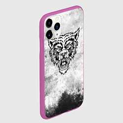 Чехол iPhone 11 Pro матовый Texture - разозленный волк, цвет: 3D-фиолетовый — фото 2