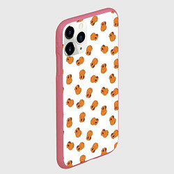 Чехол iPhone 11 Pro матовый Мини капибары, цвет: 3D-малиновый — фото 2