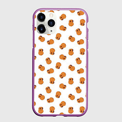 Чехол iPhone 11 Pro матовый Мини капибары, цвет: 3D-фиолетовый