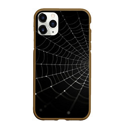 Чехол iPhone 11 Pro матовый Паутина на черном фоне, цвет: 3D-коричневый