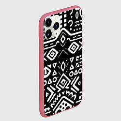 Чехол iPhone 11 Pro матовый Черно-белый абстрактный паттерн, цвет: 3D-малиновый — фото 2