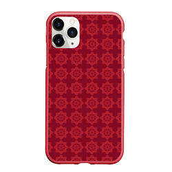 Чехол iPhone 11 Pro матовый Цветочный стилизованный паттерн бордовый, цвет: 3D-красный