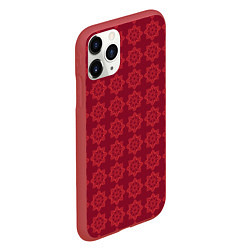 Чехол iPhone 11 Pro матовый Цветочный стилизованный паттерн бордовый, цвет: 3D-красный — фото 2