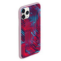 Чехол iPhone 11 Pro матовый Киберпанк линии синие и красные, цвет: 3D-розовый — фото 2