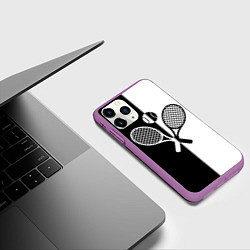 Чехол iPhone 11 Pro матовый Теннис - чёрно белое, цвет: 3D-фиолетовый — фото 2
