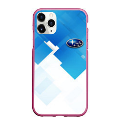 Чехол iPhone 11 Pro матовый Subaru art, цвет: 3D-малиновый