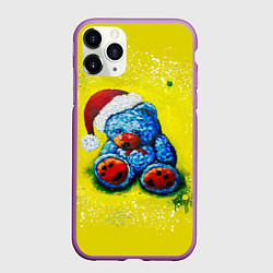 Чехол iPhone 11 Pro матовый Плюшевый Санта Клаус, цвет: 3D-фиолетовый