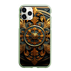 Чехол iPhone 11 Pro матовый Круглый орнамент в викингском стиле, цвет: 3D-салатовый
