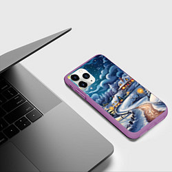 Чехол iPhone 11 Pro матовый Новогоднее настроение, цвет: 3D-фиолетовый — фото 2