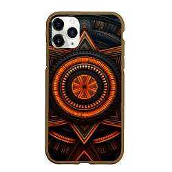 Чехол iPhone 11 Pro матовый Орнамент в африканском стиле на тёмном фоне, цвет: 3D-коричневый