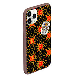 Чехол iPhone 11 Pro матовый Радужный цветочный череп, цвет: 3D-коричневый — фото 2