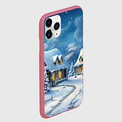 Чехол iPhone 11 Pro матовый Новогодние каникулы в деревне, цвет: 3D-малиновый — фото 2