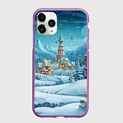 Чехол iPhone 11 Pro матовый Новый год в городе, цвет: 3D-фиолетовый