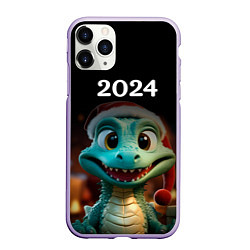 Чехол iPhone 11 Pro матовый Дракон символ года 2024, цвет: 3D-светло-сиреневый