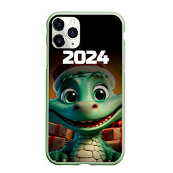 Чехол iPhone 11 Pro матовый 2024 год зеленого дракона, цвет: 3D-салатовый