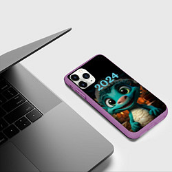 Чехол iPhone 11 Pro матовый 2024 дракон новый год, цвет: 3D-фиолетовый — фото 2
