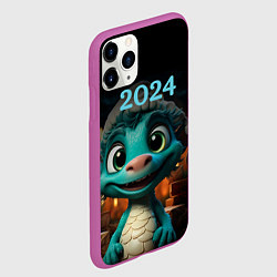 Чехол iPhone 11 Pro матовый 2024 дракон новый год, цвет: 3D-фиолетовый — фото 2