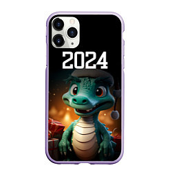 Чехол iPhone 11 Pro матовый Новый год 2024 символ года, цвет: 3D-светло-сиреневый