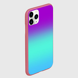 Чехол iPhone 11 Pro матовый Фиолетовый бирюзовый голубой неоновый градиент, цвет: 3D-малиновый — фото 2