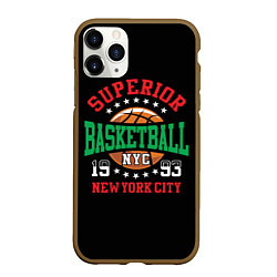 Чехол iPhone 11 Pro матовый Superior basketball, цвет: 3D-коричневый