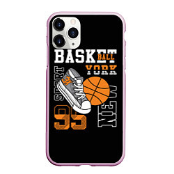 Чехол iPhone 11 Pro матовый Basketball New York, цвет: 3D-розовый