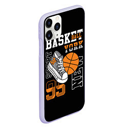 Чехол iPhone 11 Pro матовый Basketball New York, цвет: 3D-светло-сиреневый — фото 2