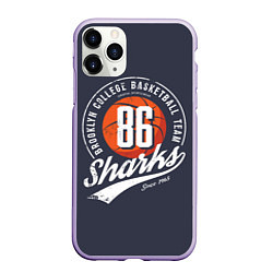 Чехол iPhone 11 Pro матовый Basketball sharks, цвет: 3D-светло-сиреневый